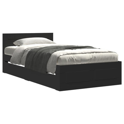 Bed Frame with Headboard without Mattress Black 100x200 cm