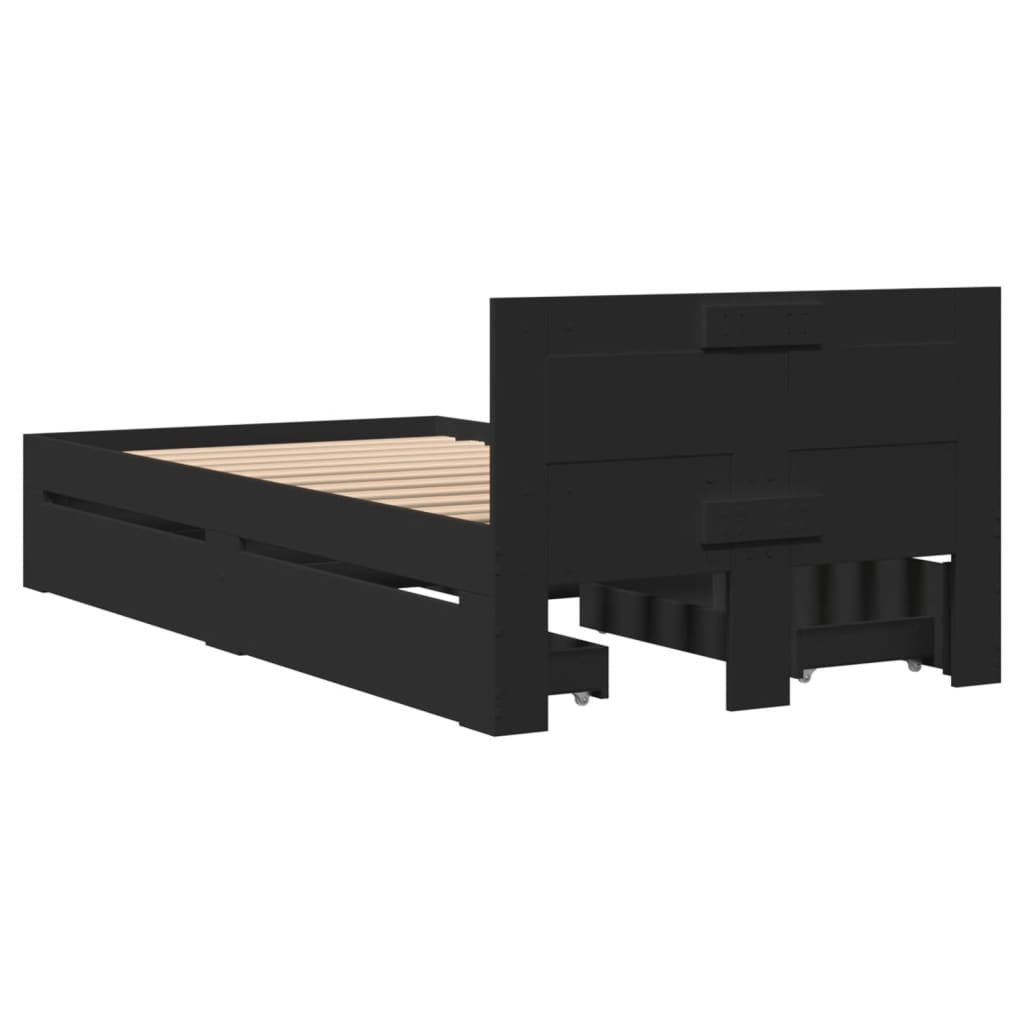 Bed Frame with Headboard without Mattress Black 100x200 cm