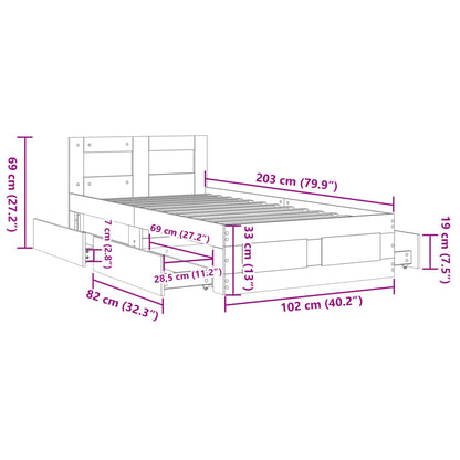 Bed Frame with Headboard without Mattress Black 100x200 cm