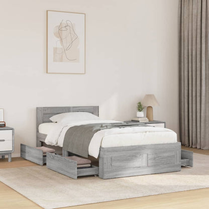 Bed Frame with Headboard Concrete Grey 100x200 cm Engineered Wood