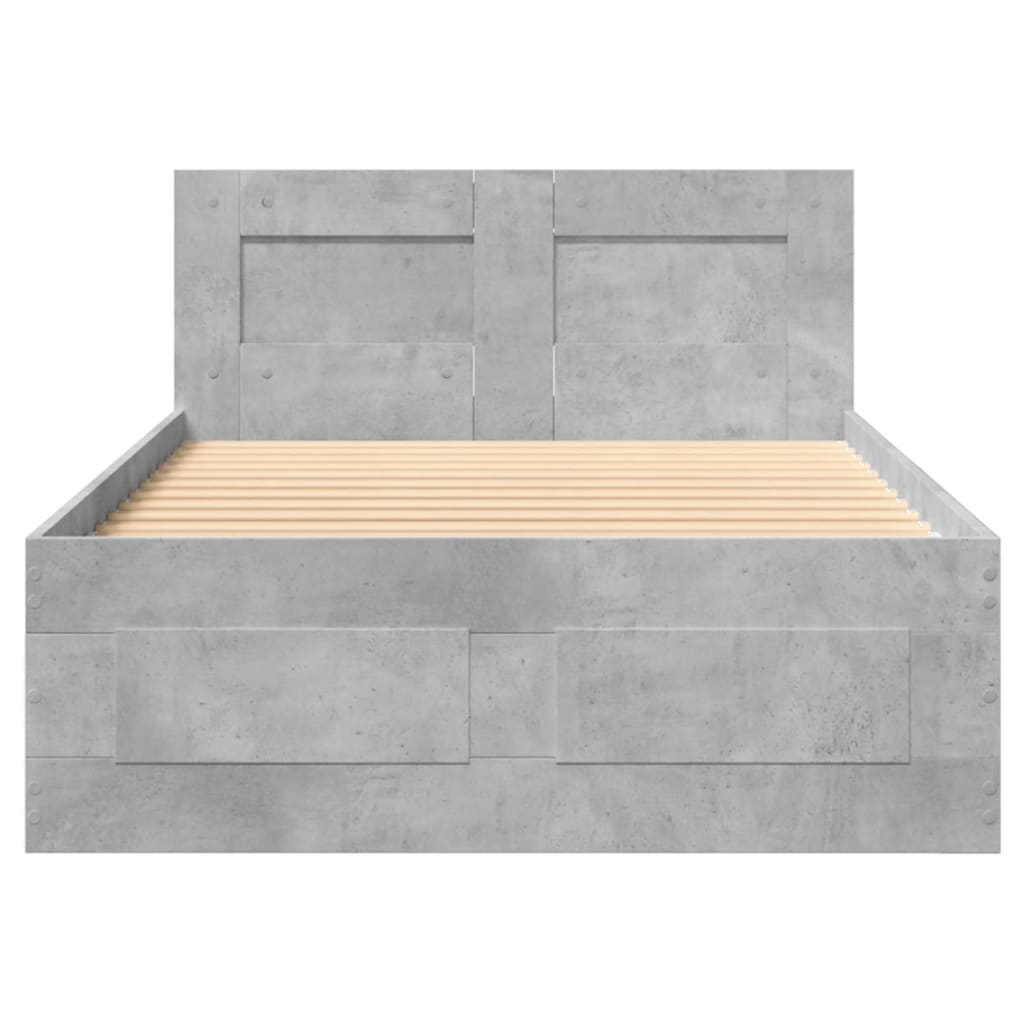 Bed Frame with Headboard Concrete Grey 100x200 cm Engineered Wood