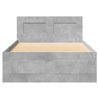 Bed Frame with Headboard Concrete Grey 100x200 cm Engineered Wood