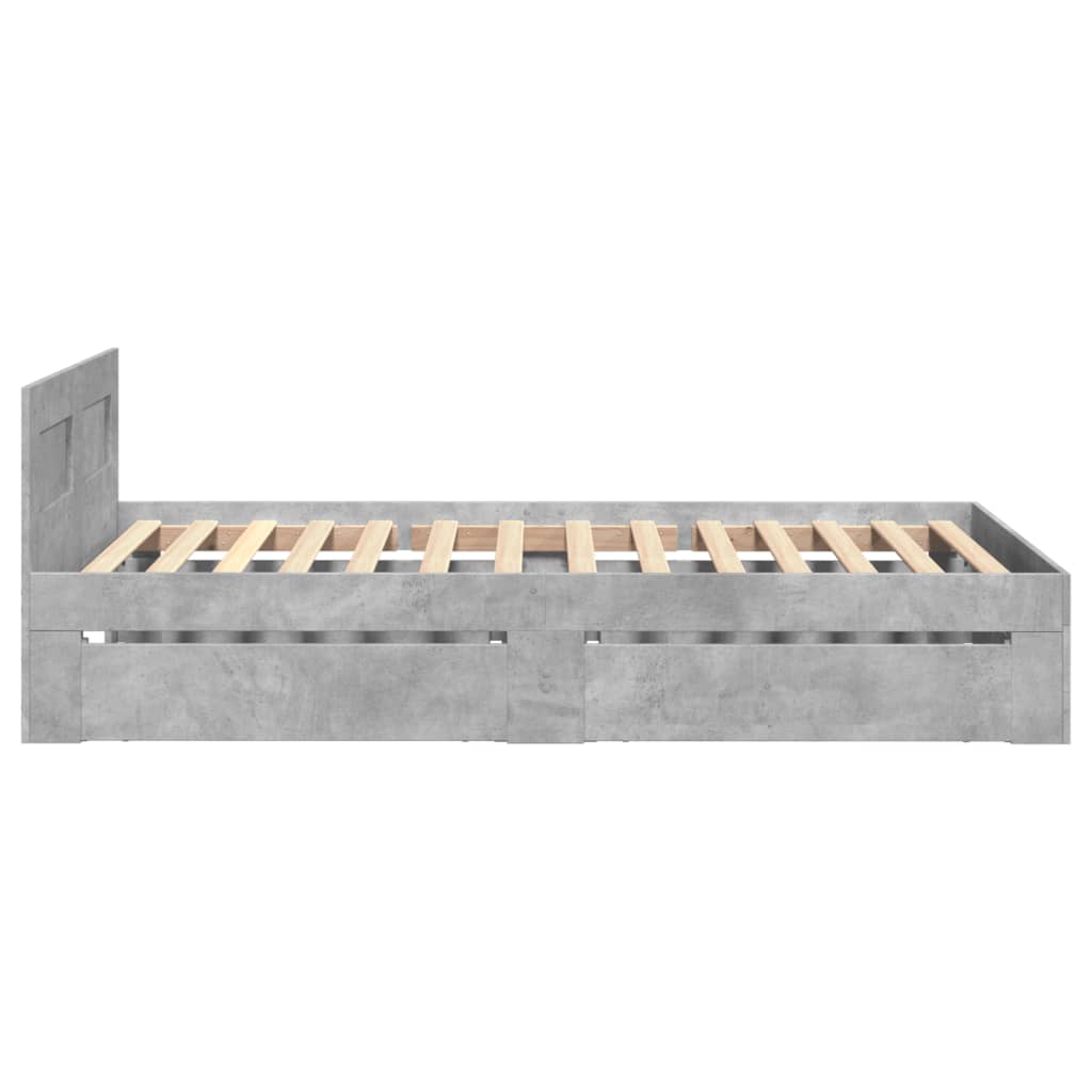 Bed Frame with Headboard Concrete Grey 100x200 cm Engineered Wood