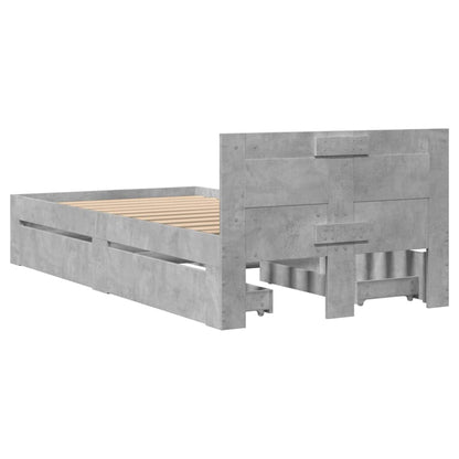 Bed Frame with Headboard Concrete Grey 100x200 cm Engineered Wood