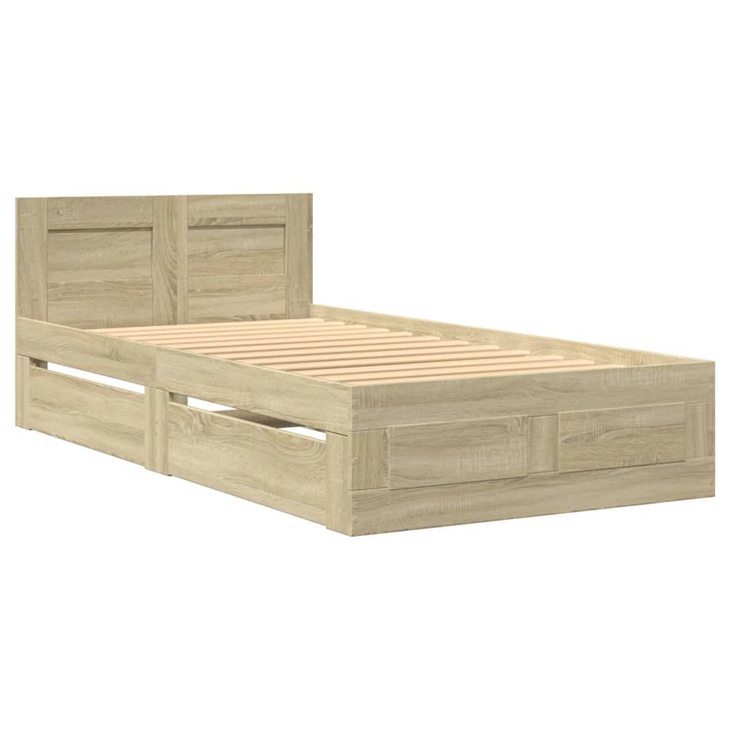 Bed Frame with Headboard without Mattress Sonoma Oak 90x200 cm