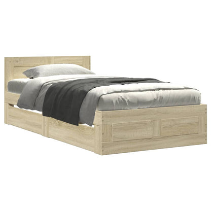 Bed Frame with Headboard without Mattress Sonoma Oak 90x200 cm