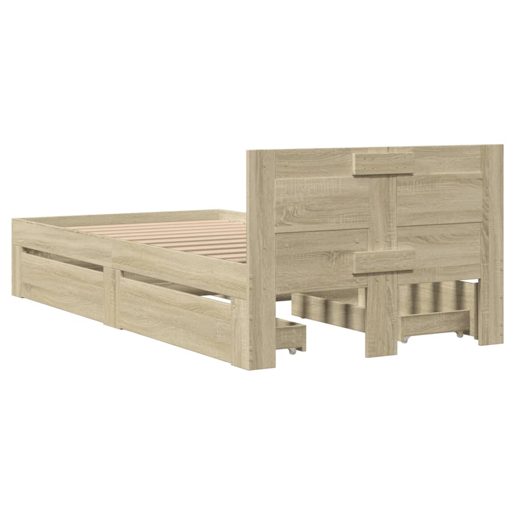 Bed Frame with Headboard without Mattress Sonoma Oak 90x200 cm