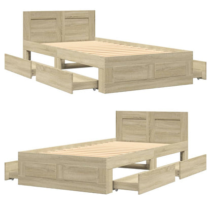 Bed Frame with Headboard without Mattress Sonoma Oak 90x200 cm