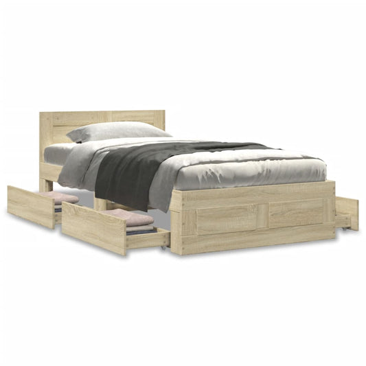 Bed Frame with Headboard without Mattress Sonoma Oak 90x200 cm