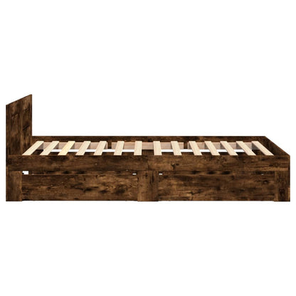 Bed Frame with Headboard without Mattress Smoked Oak 90x200 cm