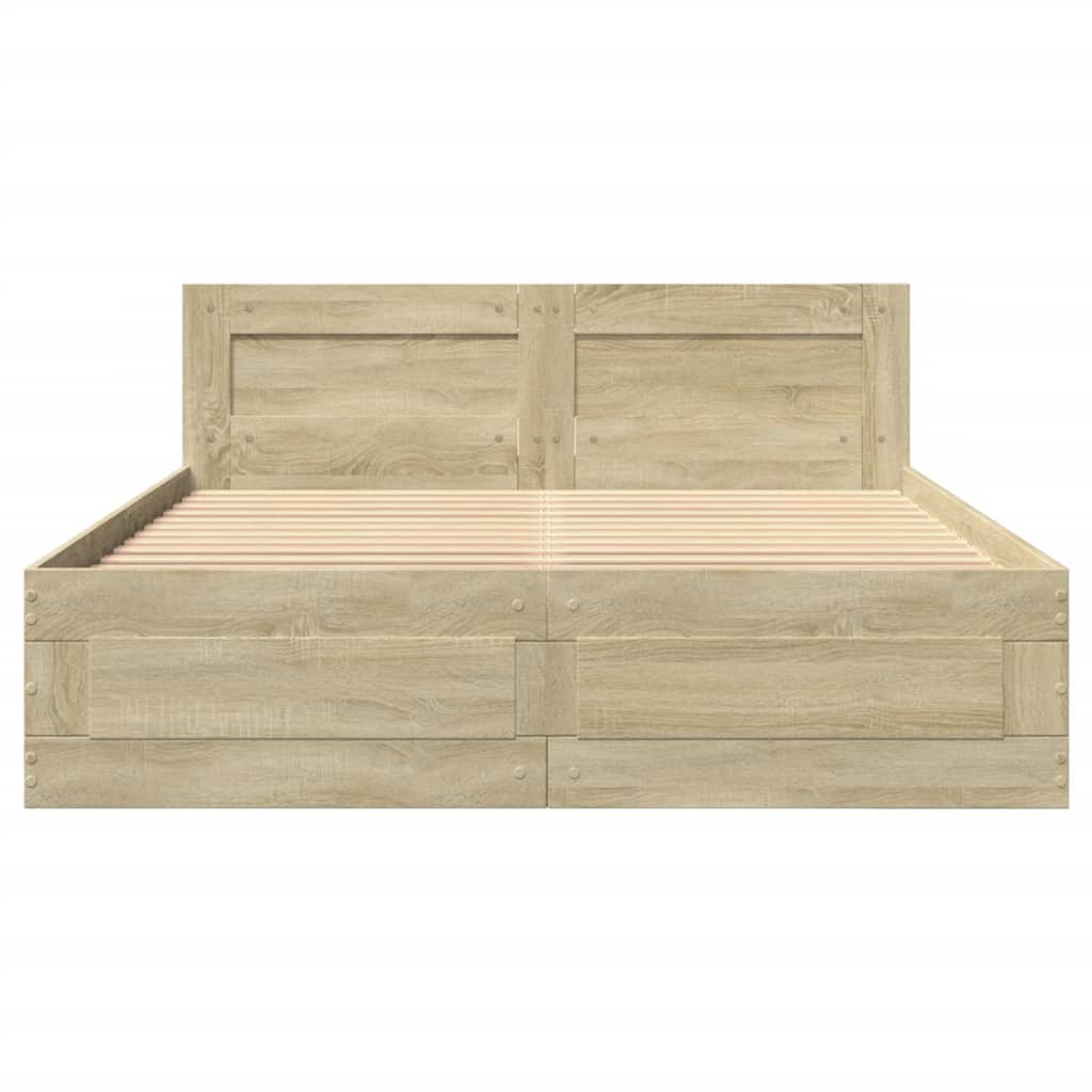 Bed Frame with Headboard without Mattress Sonoma Oak 135x190 cm Double