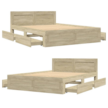 Bed Frame with Headboard without Mattress Sonoma Oak 120x190 cm Small Double