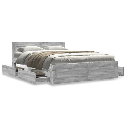 Bed Frame with Headboard without Mattress Grey Sonoma 120x190 cm Small Double