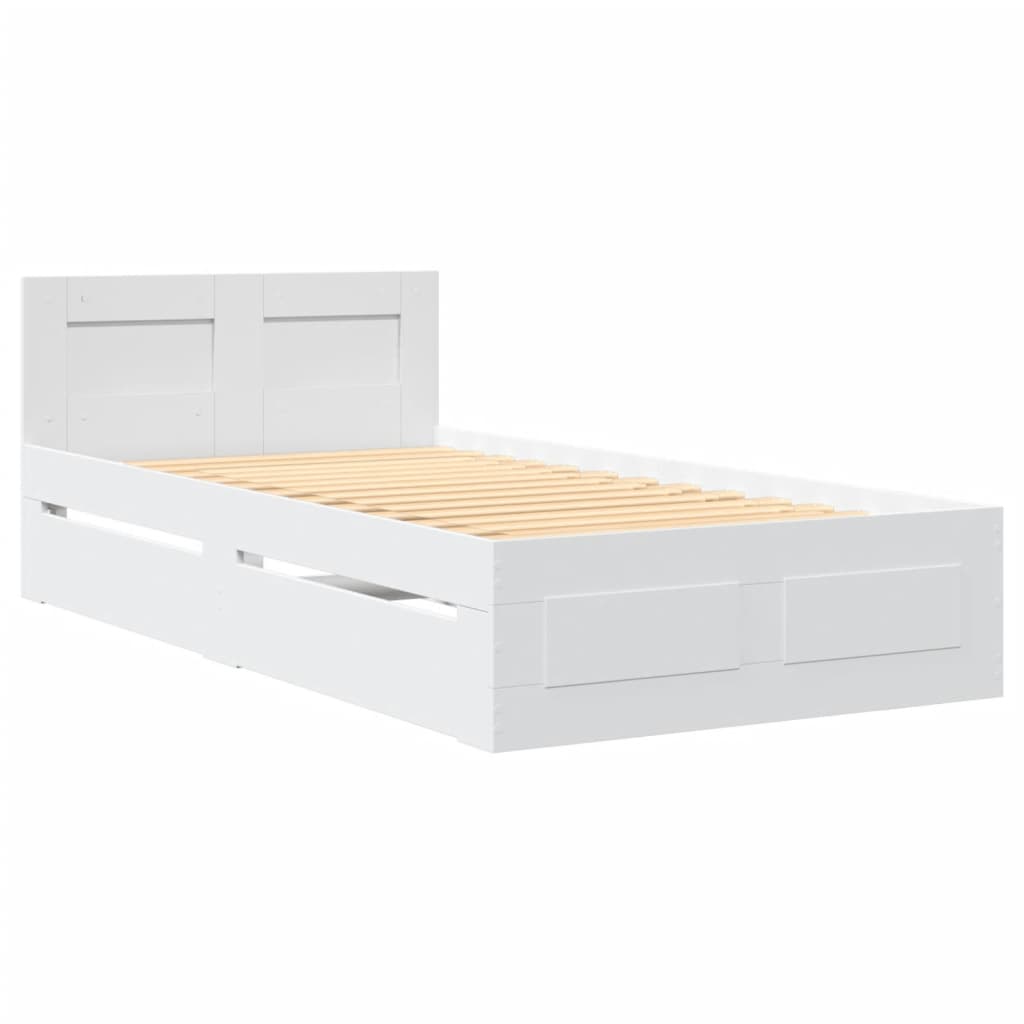 Bed Frame with Headboard White 90x190 cm Single Engineered Wood