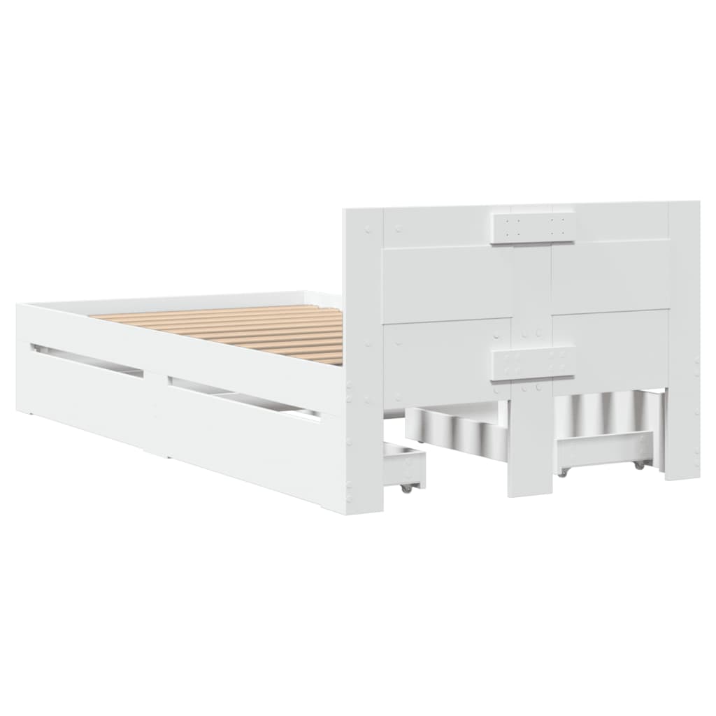 Bed Frame with Headboard White 90x190 cm Single Engineered Wood