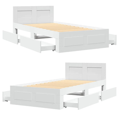 Bed Frame with Headboard White 90x190 cm Single Engineered Wood