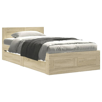 Bed Frame with Headboard without Mattress Sonoma Oak 90x190 cm Single