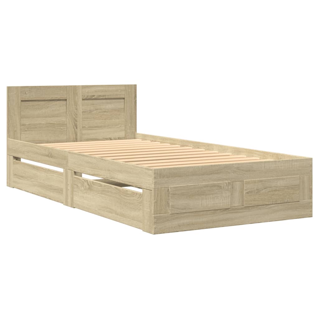 Bed Frame with Headboard without Mattress Sonoma Oak 90x190 cm Single