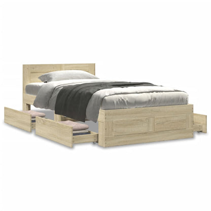 Bed Frame with Headboard without Mattress Sonoma Oak 90x190 cm Single