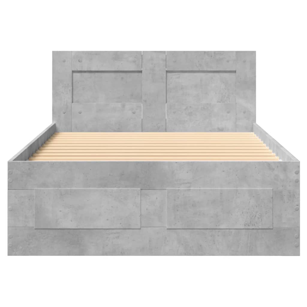 Bed Frame with Headboard without Mattress Concrete Grey 90x190 cm Single