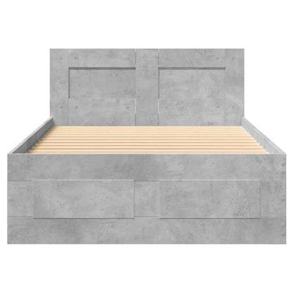 Bed Frame with Headboard without Mattress Concrete Grey 90x190 cm Single