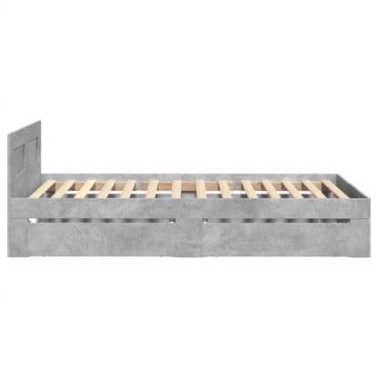 Bed Frame with Headboard without Mattress Concrete Grey 90x190 cm Single