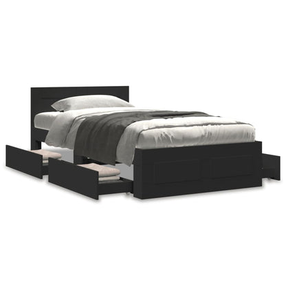 Bed Frame with Headboard without Mattress Black 75x190 cm Small Single