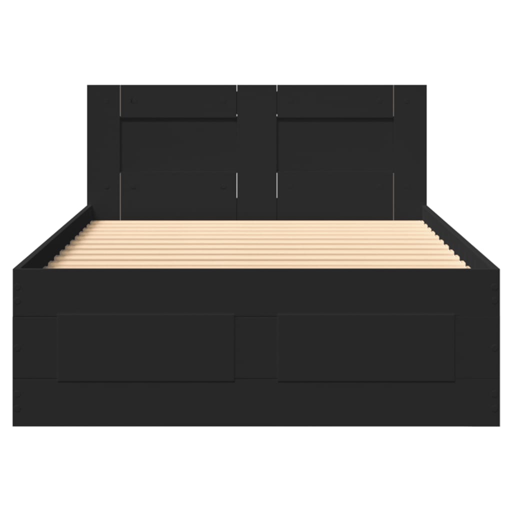 Bed Frame with Headboard without Mattress Black 75x190 cm Small Single