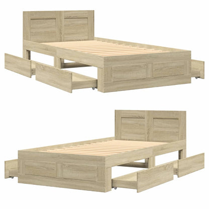 Bed Frame with Headboard without Mattress Sonoma Oak 75x190 cm Small Single