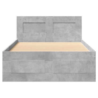 Bed Frame with Headboard Concrete Grey 75x190 cm Small Single Engineered Wood