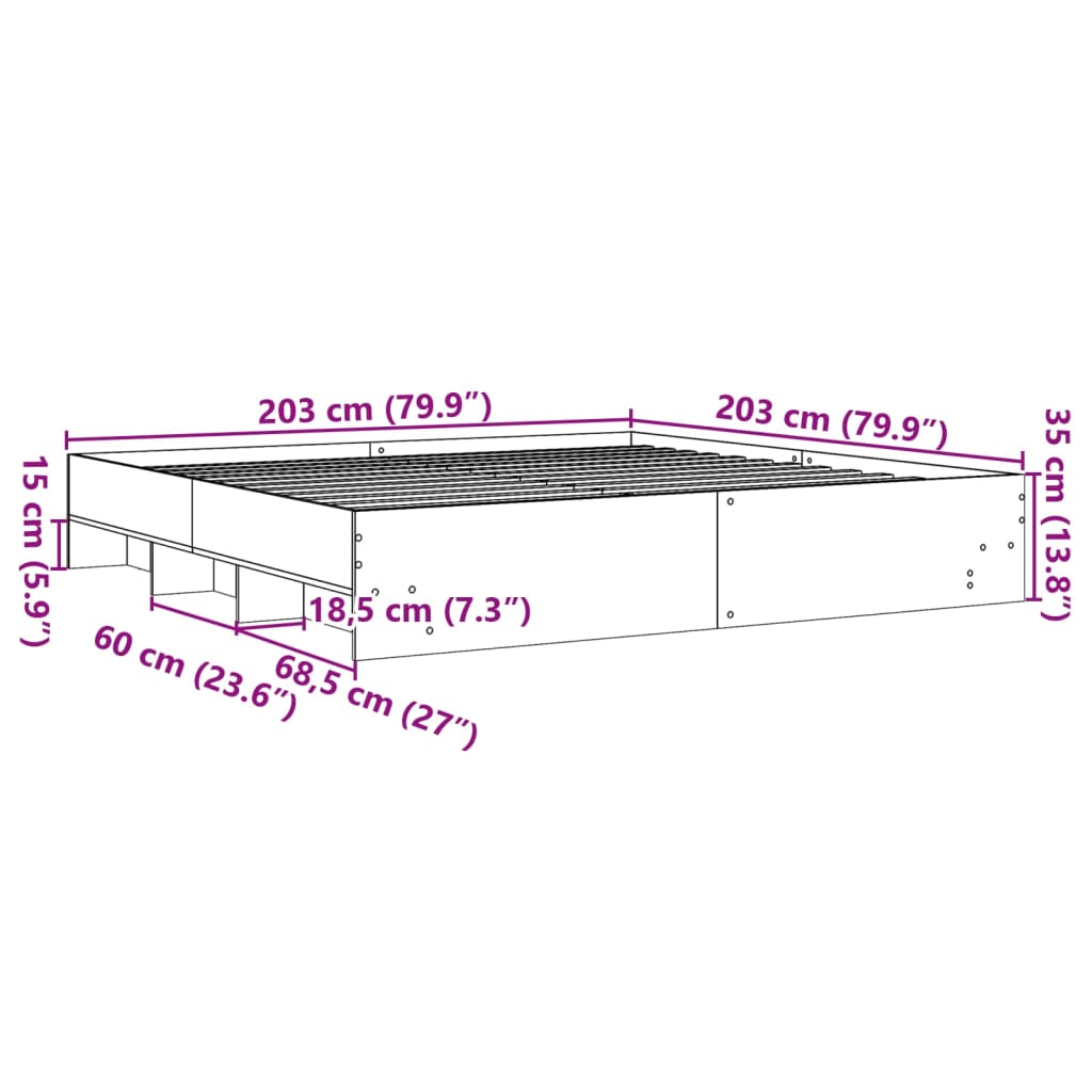 Bed Frame without Mattress White 200x200 cm Engineered Wood