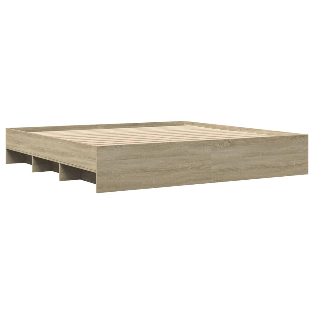 Bed Frame without Mattress Sonoma Oak 200x200 cm Engineered Wood