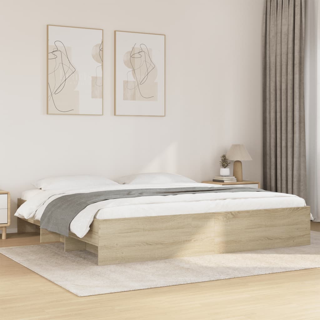 Bed Frame without Mattress Sonoma Oak 200x200 cm Engineered Wood