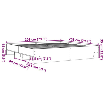 Bed Frame Smoked Oak 200x200 cm Engineered Wood