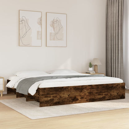 Bed Frame Smoked Oak 200x200 cm Engineered Wood