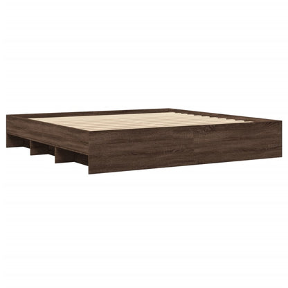 Bed Frame Brown Oak 200x200 cm Engineered Wood