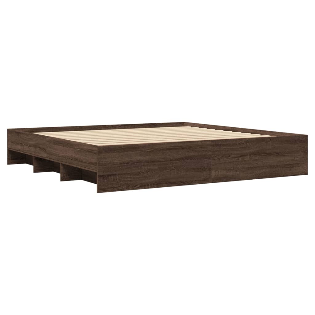 Bed Frame Brown Oak 200x200 cm Engineered Wood