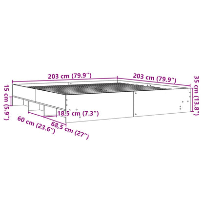 Bed Frame Brown Oak 200x200 cm Engineered Wood