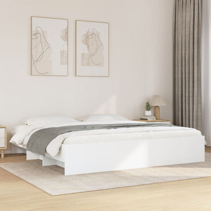 Bed Frame White 180x200 cm King Size Engineered Wood