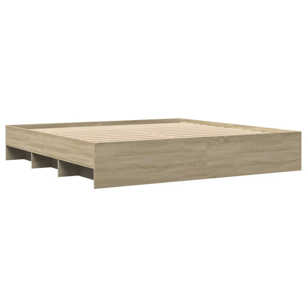 Bed Frame Sonoma Oak 180x200 cm King Size Engineered Wood