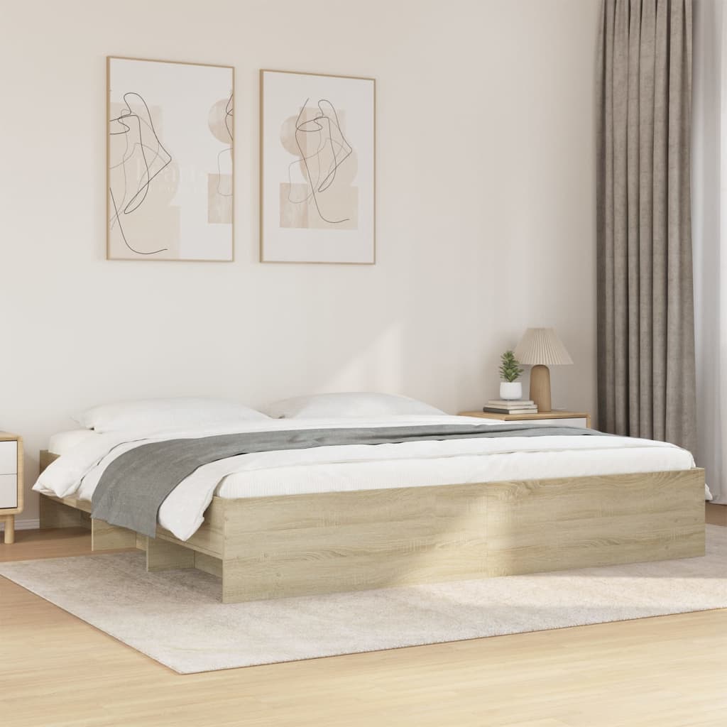 Bed Frame Sonoma Oak 180x200 cm King Size Engineered Wood