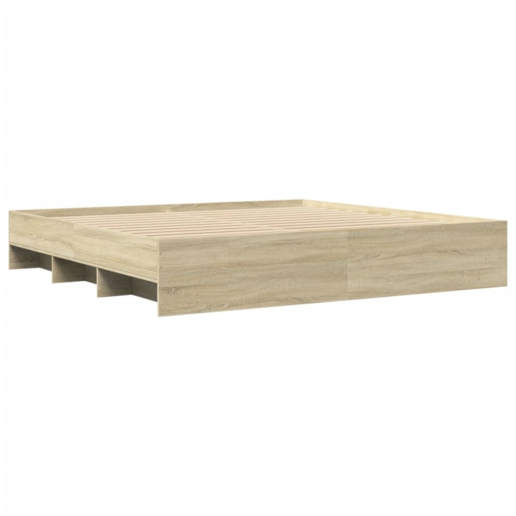 Bed Frame Sonoma Oak 180x200 cm King Size Engineered Wood