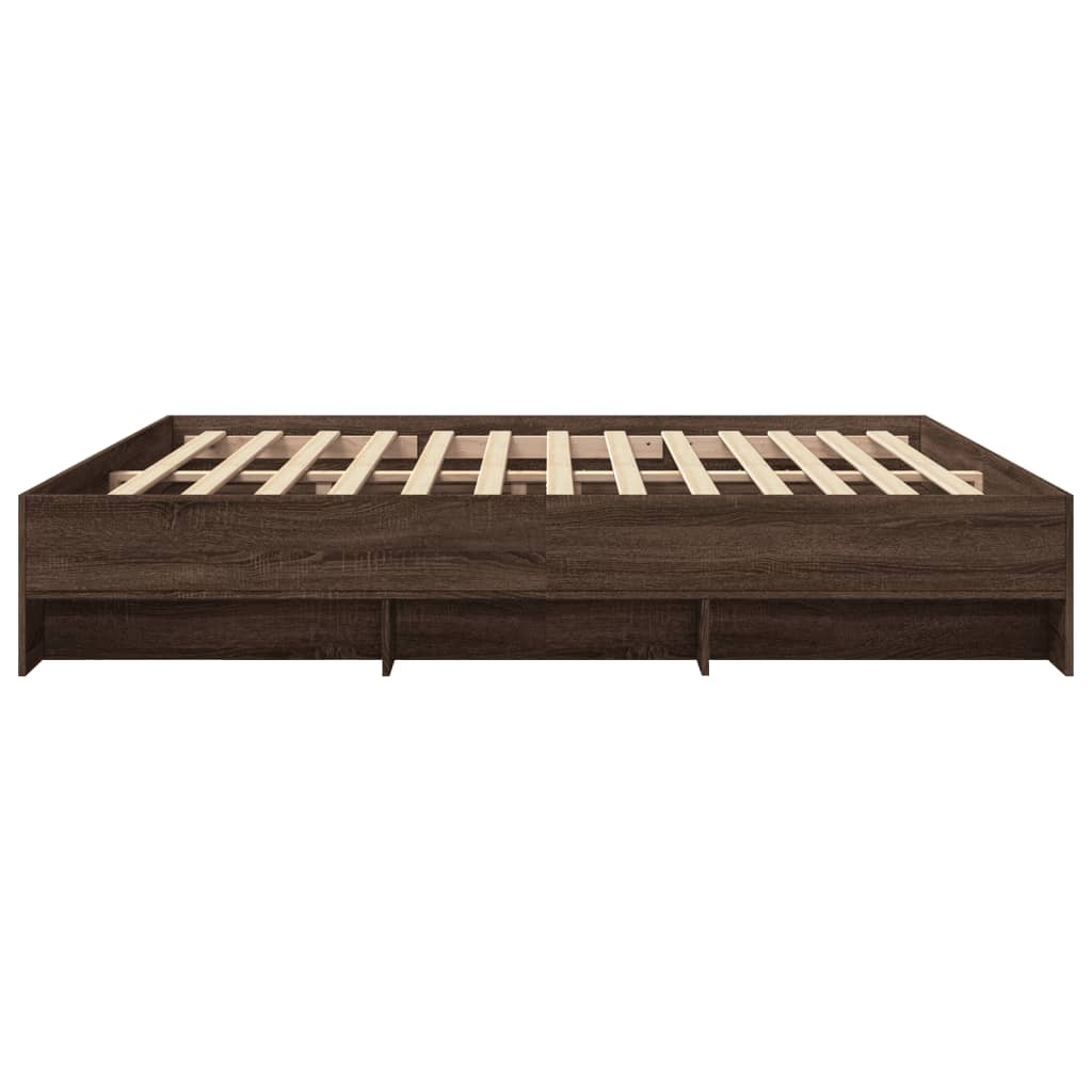 Bed Frame without Mattress Brown Oak 180x200 cm Super King Engineered Wood