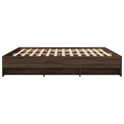 Bed Frame without Mattress Brown Oak 180x200 cm Super King Engineered Wood