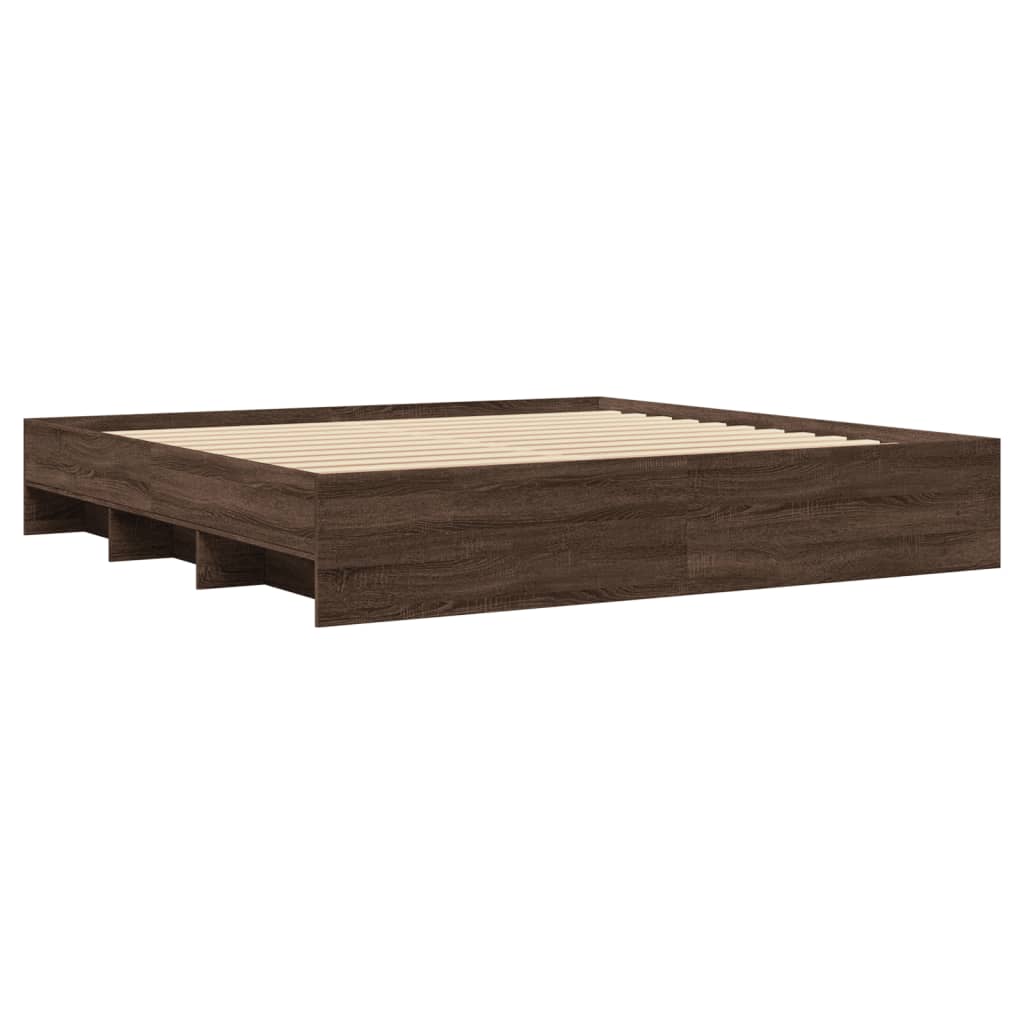 Bed Frame without Mattress Brown Oak 180x200 cm Super King Engineered Wood