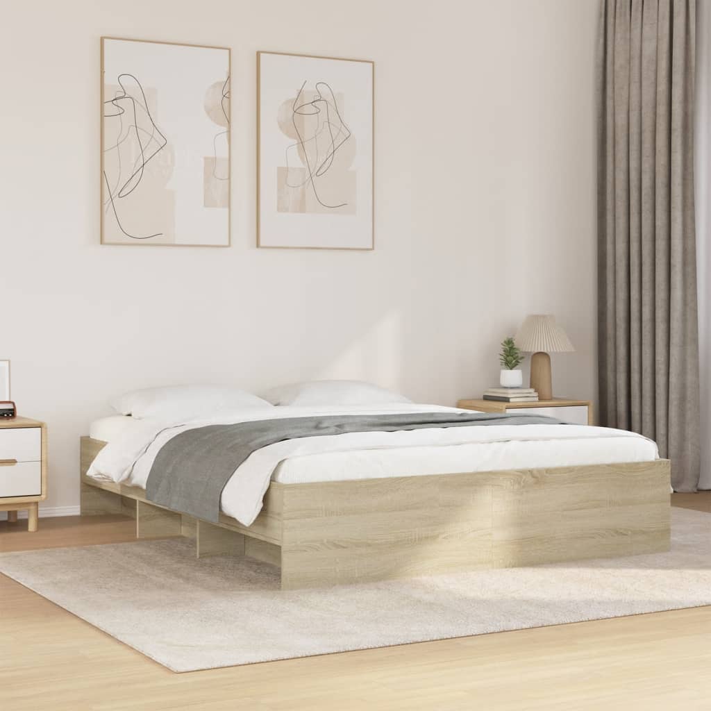 Bed Frame Sonoma Oak 160x200 cm Engineered Wood