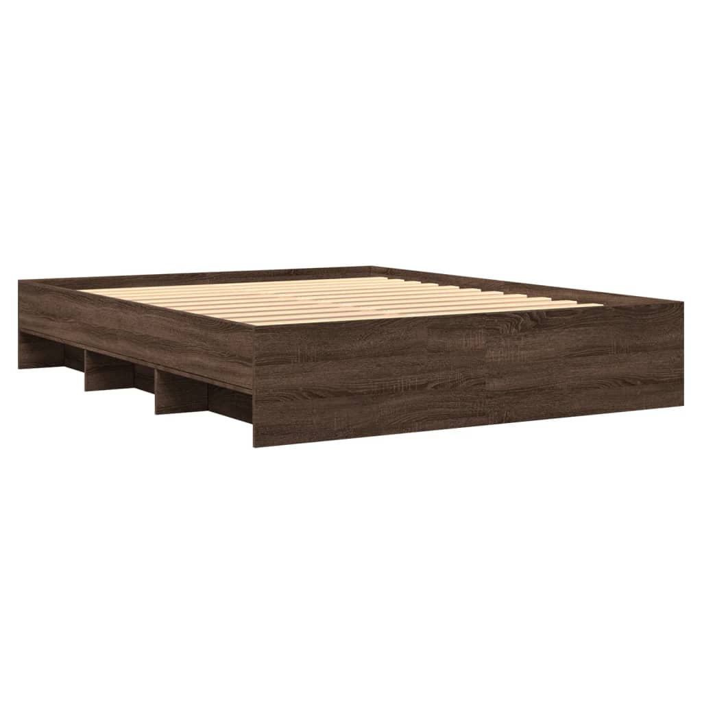 Bed Frame Brown Oak 160x200 cm Engineered Wood