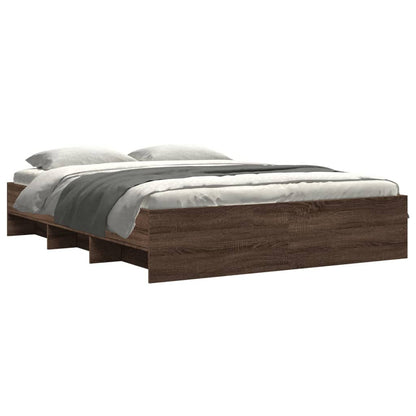 Bed Frame Brown Oak 160x200 cm Engineered Wood