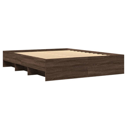 Bed Frame Brown Oak 160x200 cm Engineered Wood