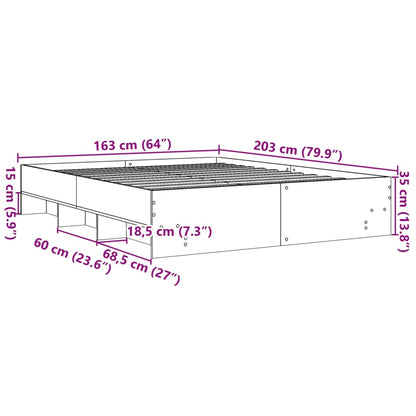 Bed Frame Brown Oak 160x200 cm Engineered Wood